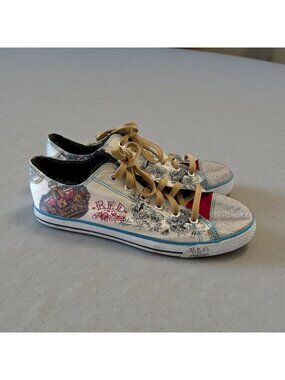 MARC ECKO Red Women's Patterned Glitter Sneakers Size 9